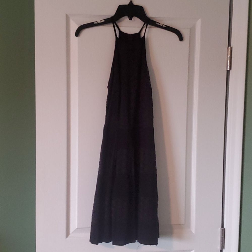 Black halter micro mini cocktail dress